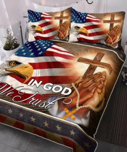 America Eagle In God We Trust Quilt Bedding Set