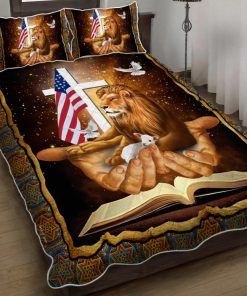 Jesus, The Lamb And The Lion Patriot Quilt Bedding Set UXGO13BD