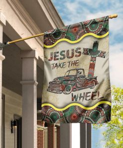 Jesus Take The Wheel Vintage Mandala Flag