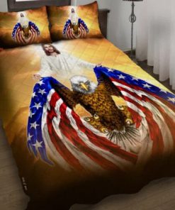 Jesus Christian American Eagle Quilt Bedding Set - UXGO31BD