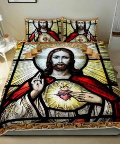 Sacred Heart Of Jesus. Christian Quilt Bedding Set UXGO17BD