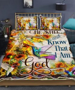 Hummingbird. Be Still And Know That I Am God Quilt Bedding Set UXGO33BD