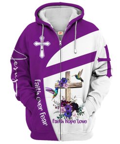 Faith Over Fear Premium Microfleece Zipper Hoodie | Christian Apparel