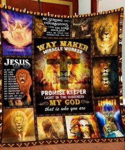 Jesus Way Maker Miracle Worker Lion Quilt Blanket