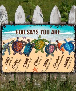 UX Jesus  Beautiful Turtle Metal Sign  What God Says About You MSM01