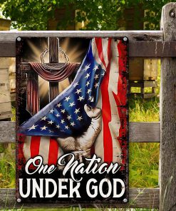 UX Jesus  Cross Metal Sign  One Nation Under God  Religious Gift UXGO07-MS