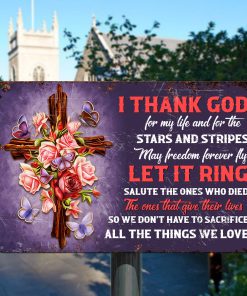 UX Jesus  Cross  Butterfly  Shining Roses Metal Sign  I Thank God MSM3