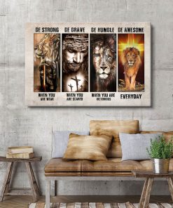 Be Strong And Believe In God - Lion And God Canvas AQ10