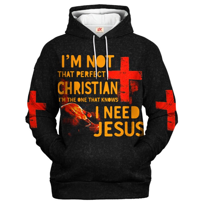 Unisex Premium Microfleece Hoodie I Need Jesus Faith Design