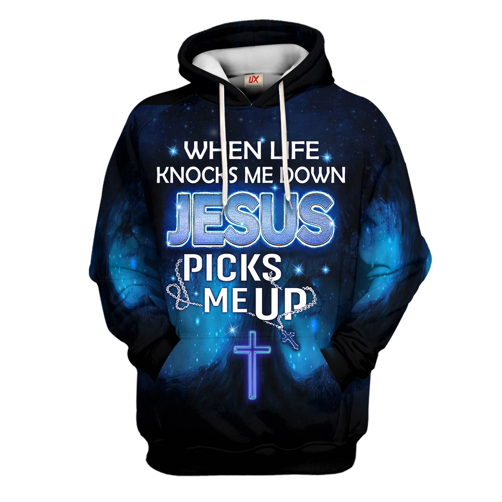 Christian Hoodie Jesus Picks Me Up Design for Men and Women