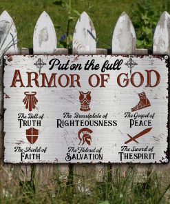 UX Jesus  Put On The Full Armor Of God  Special Metal Sign  Religious Gift NUM456
