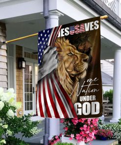 Beautiful Lion And America Flag - One Nation Under God HIH175
