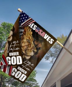 Beautiful Lion And America Flag - One Nation Under God HIH175