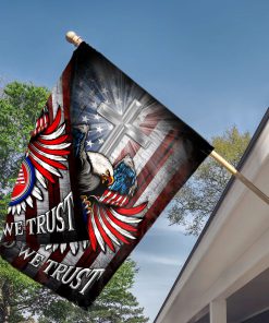 Unique Cross  And Eagle Flag - In God We Trust AH157