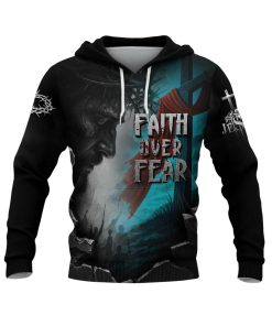 Faith Over Fear Jesus & Lion Cross Lightning Hoodie Faith Over Fear Jesus & Lion Cross Lightning Hoodie