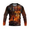 Faith Over Fear Blue Lion & Cross Christian Hoodie