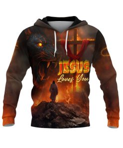 Jesus Loves You Fiery Cross & Lion Hoodie Jesus Loves You Fiery Cross & Lion Hoodie