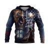 Trust In The Lord Blue Lightning Lion & Cross Design Hoodie