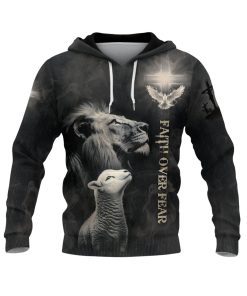 Faith Over Fear The Lion And The Lamb Christian Hoodie Faith Over Fear The Lion And The Lamb Christian Hoodie