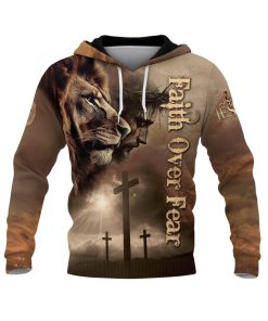 Faith Over Fear The Savior And The King Lion Jesus Hoodie Faith Over Fear The Savior And The King Lion Jesus Hoodie