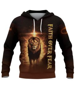 Authority Over The Storm "Faith Over Fear" Lion And Cross Hoodie Authority Over The Storm "Faith Over Fear" Lion And Cross Hoodie