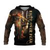 Faith Over Fear Lion and Cross Lightning Hoodie