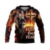 Faith Over Fear Jesus & Lion Cross Lightning Hoodie