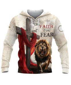 Lion of Judah Faith Over Fear Cross Hoodie Lion of Judah Faith Over Fear Cross Hoodie