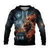 Faith Over Fear Christian Hoodie Lion Cross Desert Design