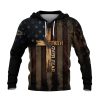Faith Over Fear Christian Hoodie Jesus Lion Lamb Cross Flag Design