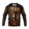 Faith Over Fear Christian Hoodie Lion Cross Jesus Fire Design