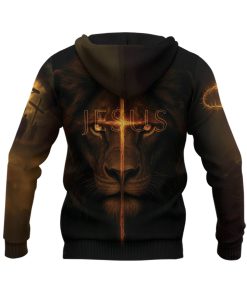 Faith Over Fear Lion & Jesus Crown of Thorns Christian Hoodie