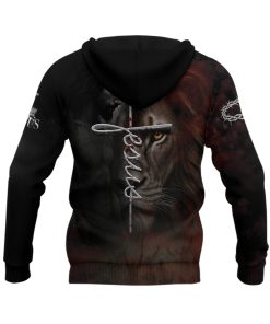 Faith Over Fear Jesus Lion & Cross Christian Hoodie