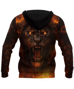 Jesus Loves You Fiery Cross & Lion of Judah Christian Hoodie