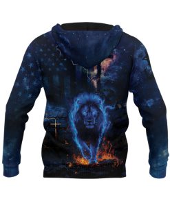 Philippians 4:13 Blue Lion of Judah Cross Christian Hoodie