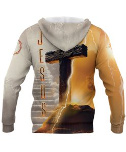Faith Over Fear Lion and Cross Lightning Christian Hoodie