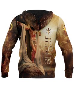 Faith Over Fear Lion & Cross with Crucifixion Scene Hoodie