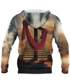Faith Over Fear Lion and Cross with Red Cloth Christian Hoodie