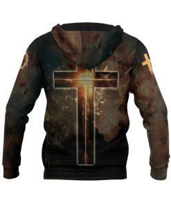 Faith Over Fear Lion & Cross Galaxy Glow Hoodie