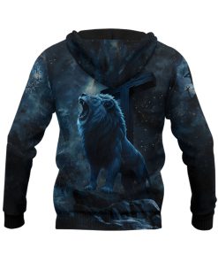 Faith Over Fear Christian Hoodie Warrior Lion Cross Design