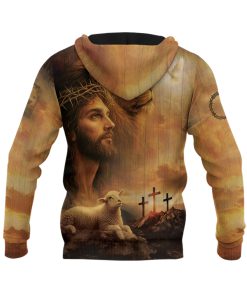 Faith Over Fear Christian Hoodie Jesus Lion Lamb Cross Design