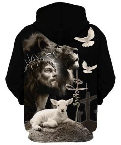 3D All Over Print Black Jesus And Lion Hoodies Jesus Hoodie Men & Women, God 3D Printed Hoodie, Christian Apparel Hoodies