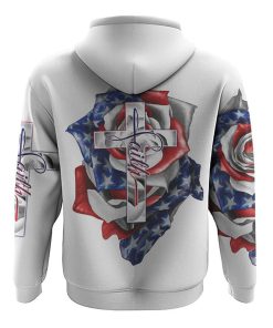 America Rose Faith Cross All Over Print 3D Hoodie, Christian Hoodie, Christian Sweatshirt, Bible Verse Shirt