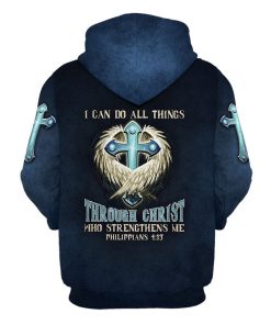 Angel Wing And Cross 3D Hoodie I Can Do All Things Through Christ Hoodies Men & Women, God 3D Printed Hoodie, Christian Apparel Hoodies