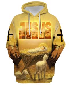 Baby Jesus In A Manger Hoodies, Jesus Coming Back As A King Hoodie For Men & Women, God 3D Printed Hoodie, Christian Apparel Hoodies