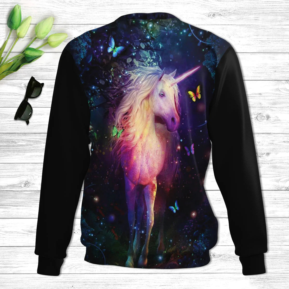 Believe In The Lord Jesus Unicorn & Cross Butrerfly Ugly Christmas Sweater - Christian Unisex Sweater - Religious Christmas Gift