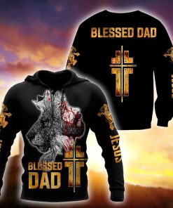 Blessed Dad God Loves Me Lion Protects Me God 3D Hoodie For Man And Women, Jesus Printed 3D Hoodie