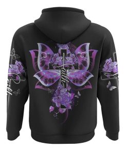 Butterfly Purple Cross Faith All Over Print 3D Hoodie, Christian Hoodie, Christian Sweatshirt, Bible Verse Shirt