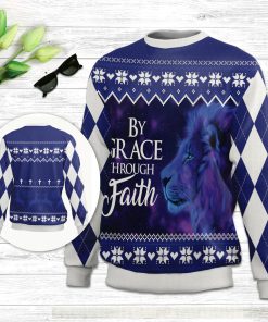 By Grace Through Faith Ephesians 28 Ugly Christmas Sweater - Christian Unisex Sweater - Religious Christmas Gift