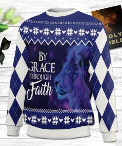 By Grace Through Faith Ephesians 28 Ugly Christmas Sweater - Christian Unisex Sweater - Religious Christmas Gift